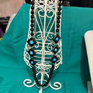 Elegant Black and Blue Beaded Necklace